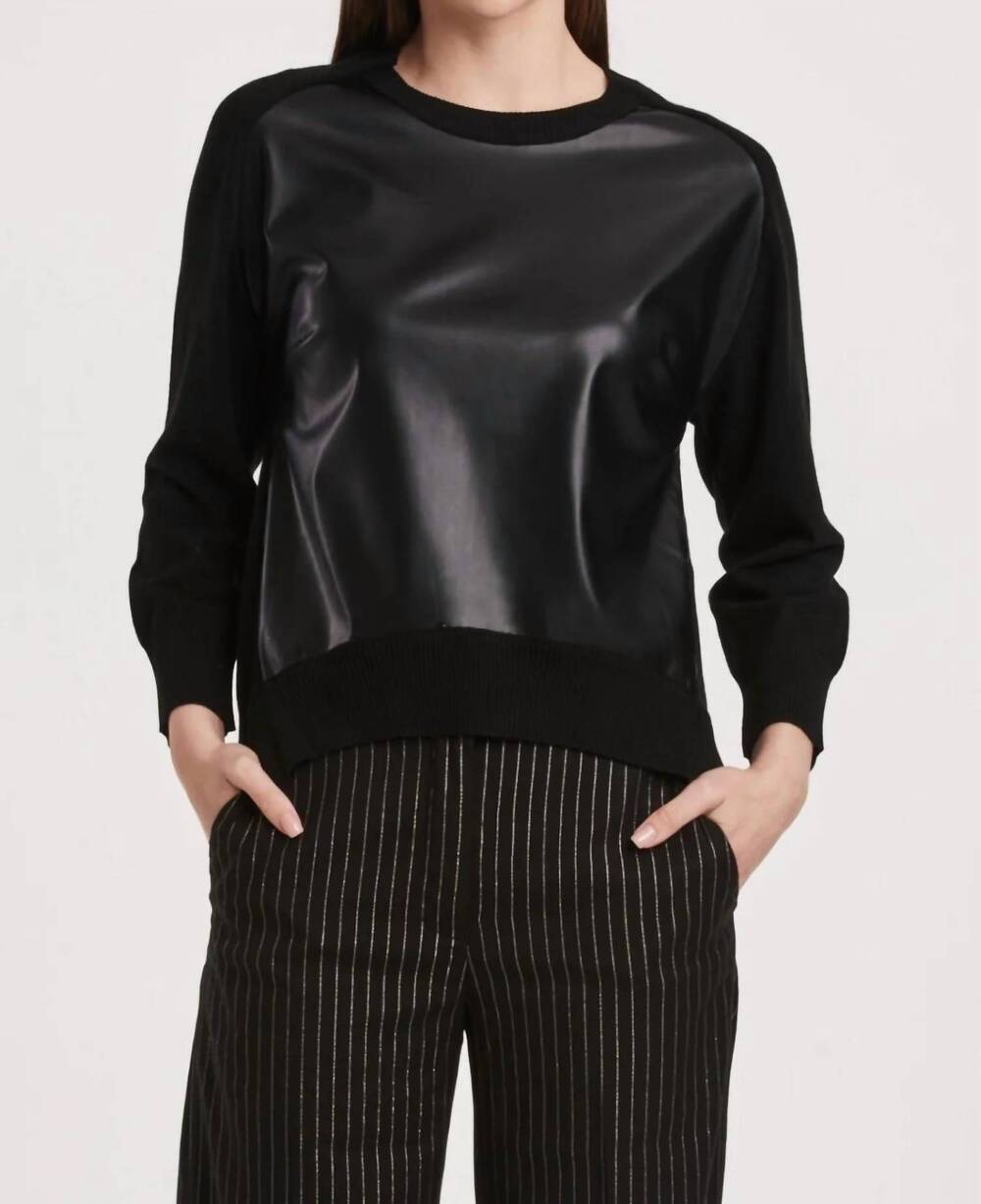 NEW ANOTHER LOVE moira crew leather sweater in black
